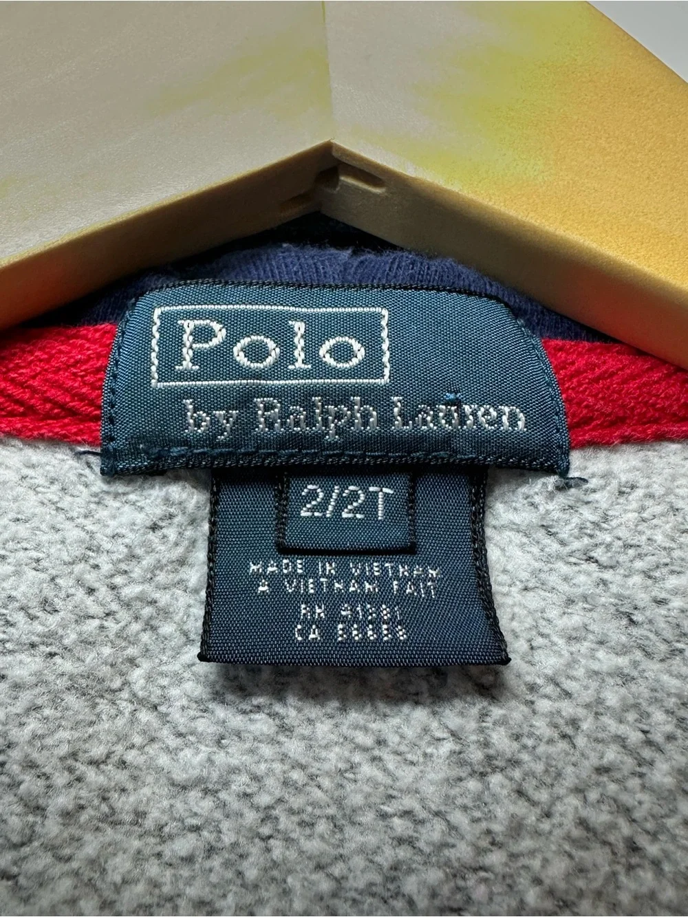 Polo Ralph Lauren Toddler Boys Big Pony number 3 Fleece Hoodie Gray Navy 2T